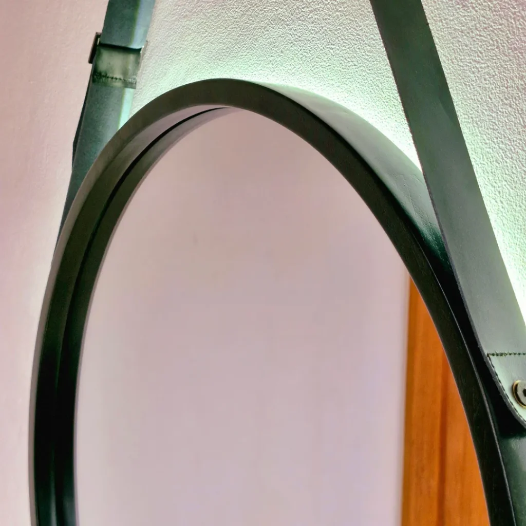 Cermin LED Touch Screen Jati Premium Dengan Gantungan - Detail 3