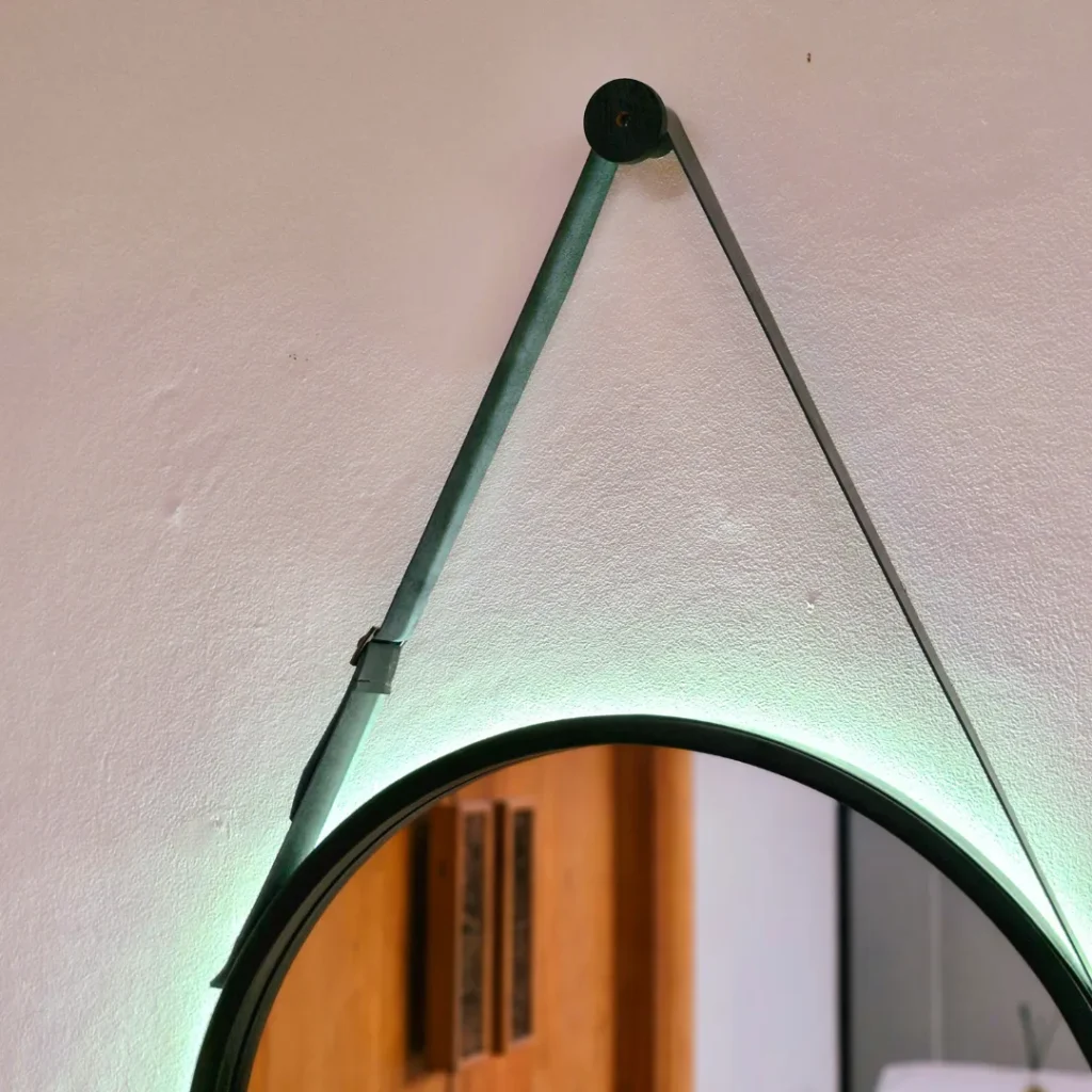 Cermin LED Touch Screen Jati Premium Dengan Gantungan - Detail 2