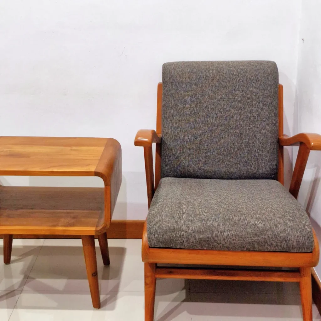 Set Meja Nakas Persegi dan Sofa Kayu Jati - Detail 4