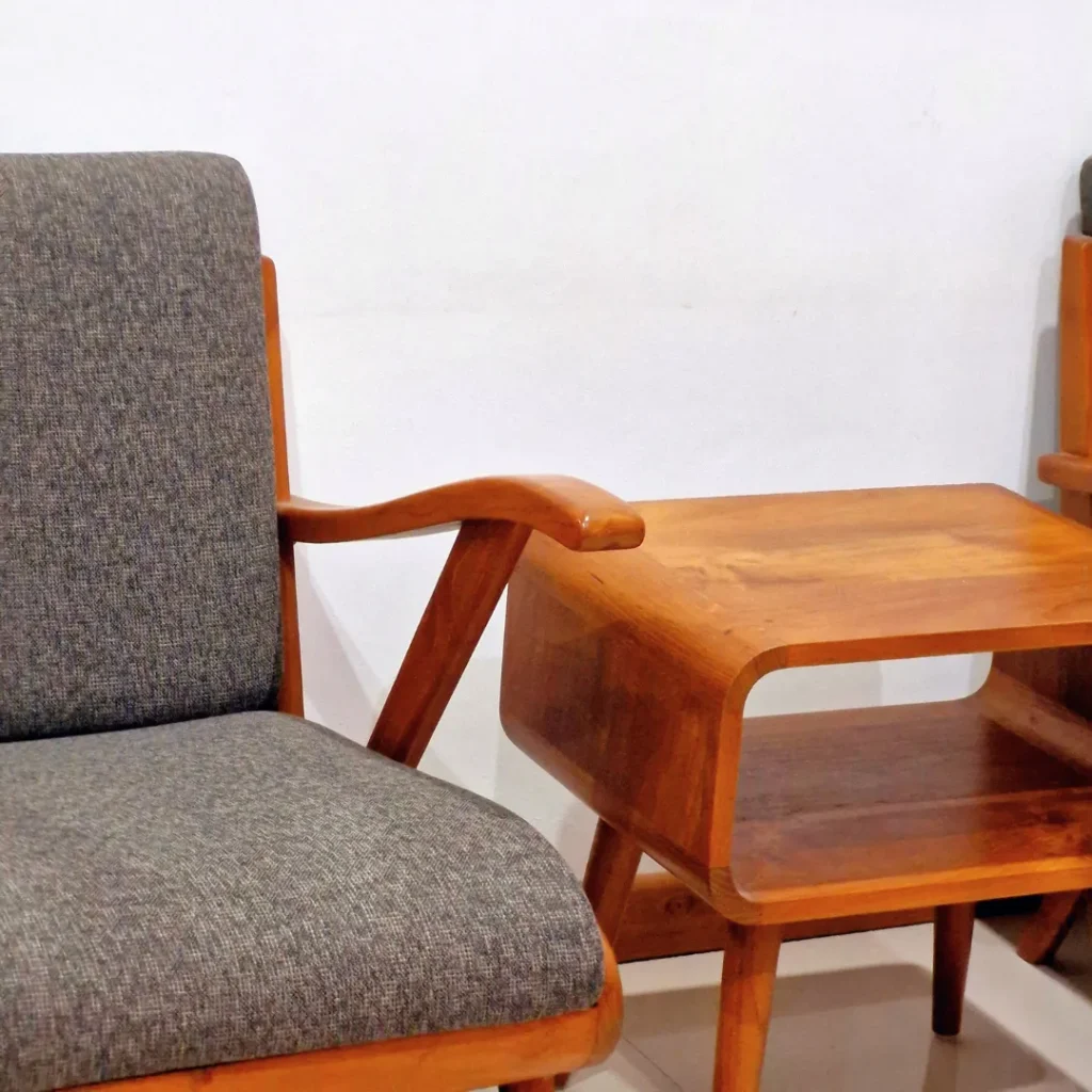 Set Meja Nakas Persegi dan Sofa Kayu Jati - Detail 1