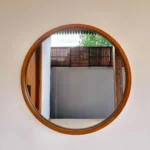 Cermin Bulat Frame Kayu Jati Premium Coklat