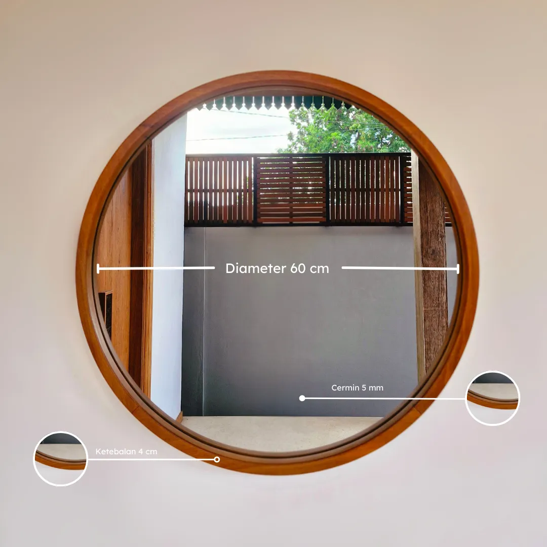 cermin oval coklat - ukuran
