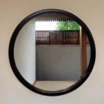 Cermin Bulat Frame Kayu Jati Premium Hitam