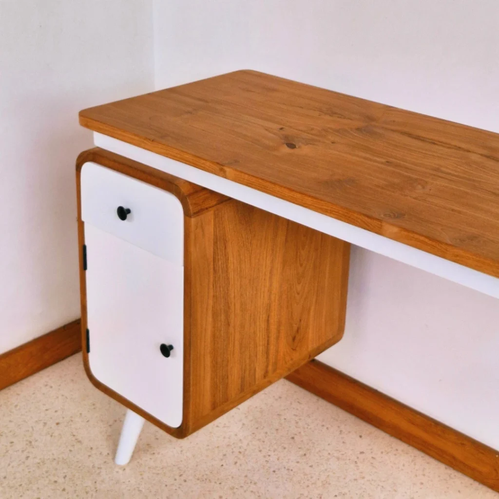 Meja Komputer Kayu Jati Lawasan Premium - Detail 3