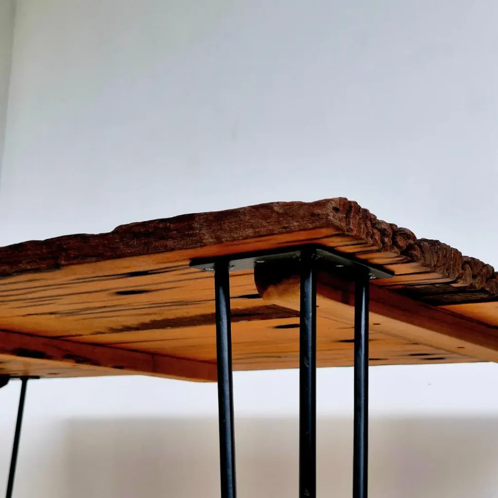 Top Meja Kayu Lawasan Bantalan Rel Luaran Premium - Detail 2