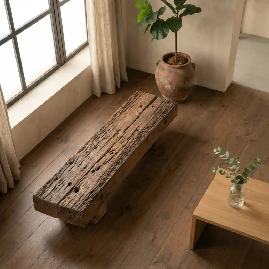 Bangku Kayu Bantalan Rel Ukuran 200-210 x 47-50 x 30-40 cm