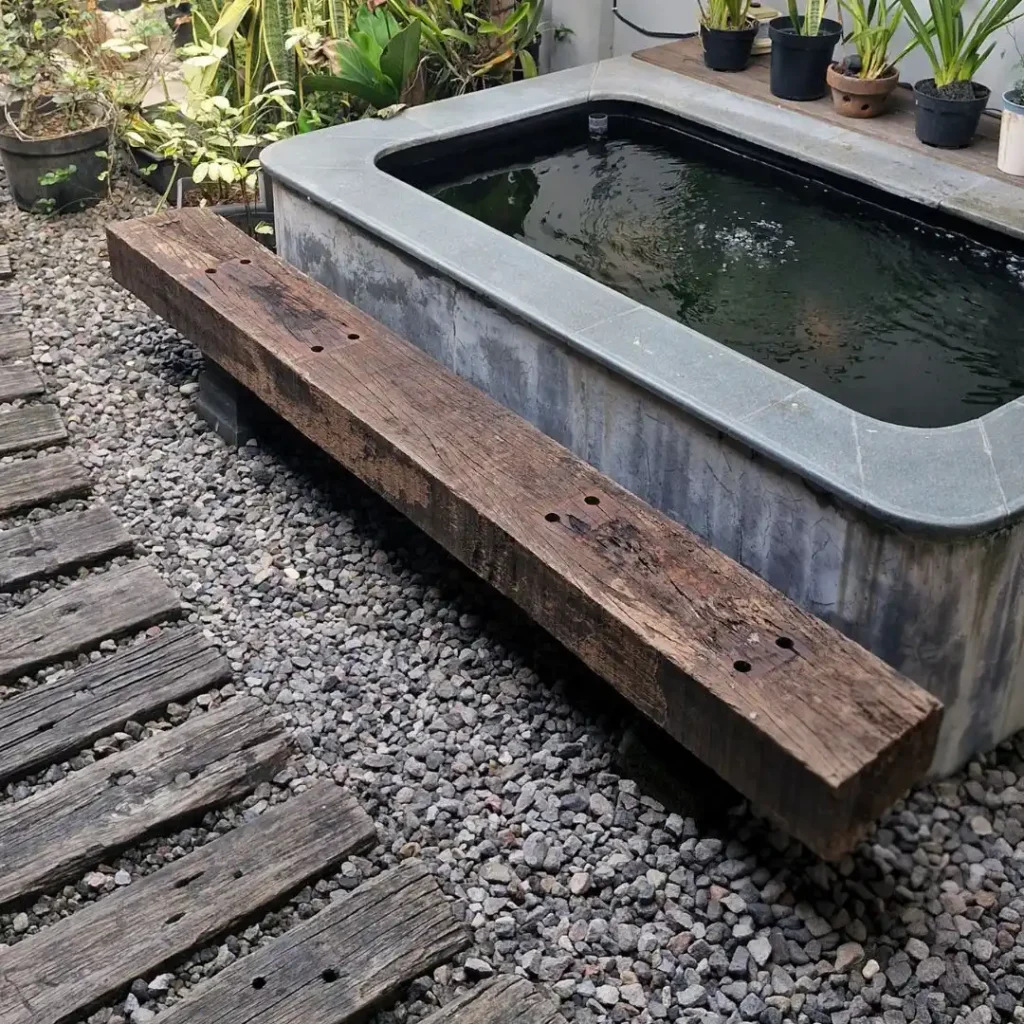 Bangku Taman Kayu Merbau Bekas Rel 220cm