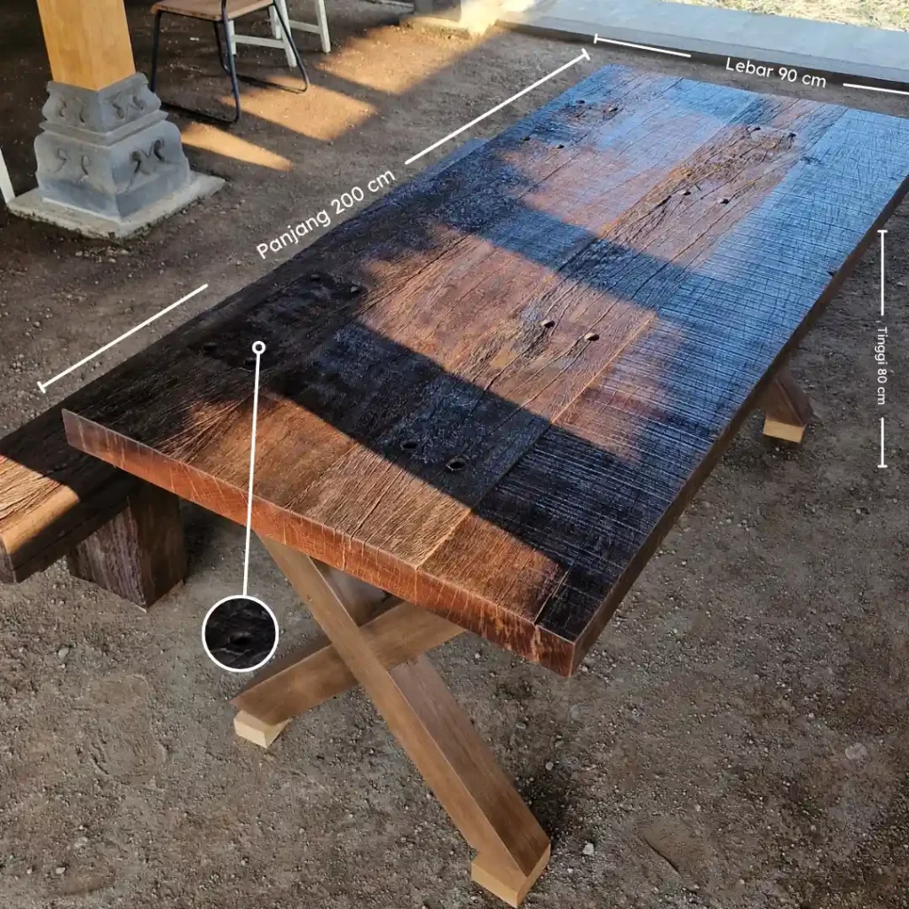 Meja Rustic Kayu Merbau Lawasan